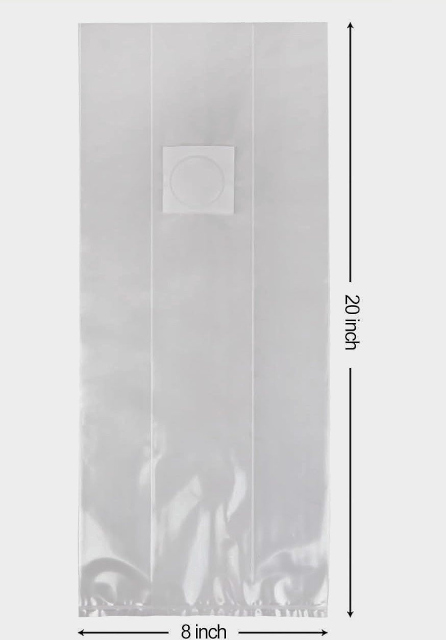 Premium 0.22 Micron Large Spawn Bags 8"x5"x20" (50-PACK)