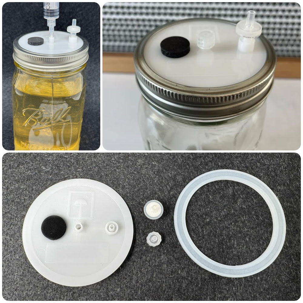 Myco Lid Pro™ – Injection Molded Wide-Mouth Mason Jar Lid for Liquid Culture Sampling