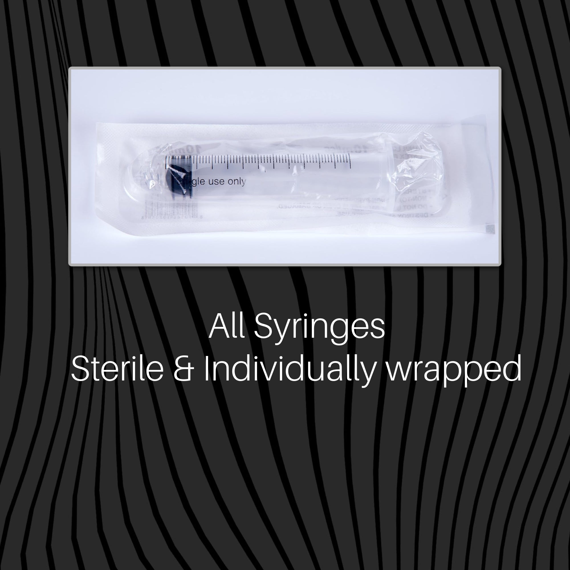 Sterile Syringes Luer Lock Tip 10cc, 30cc or 60cc (5-Pack)
