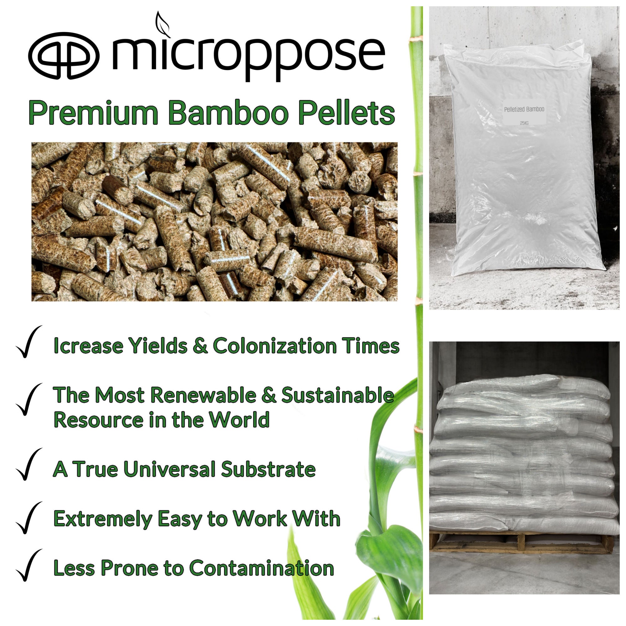BambooPro™ Renewable Bamboo Pellets -  Universal Mushroom Substrate