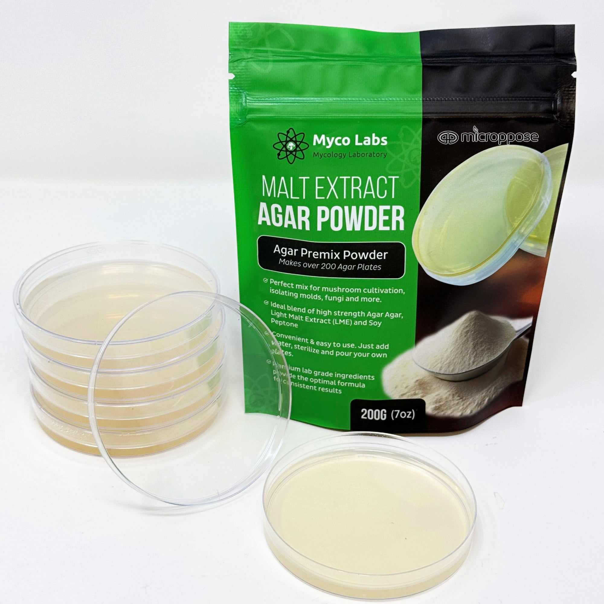 Premium Light Malt Extract (LME) Agar Powder Blend - Makes 200+ Agar Plates 200g (7oz)